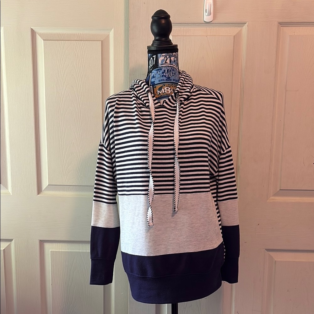 Striped Navy and White Hoodie